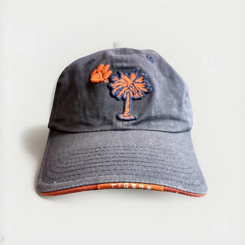 Vintage Tigers Hap Colosseum Cap Embroidered Blue Orange Paw Palm Tree Strapback